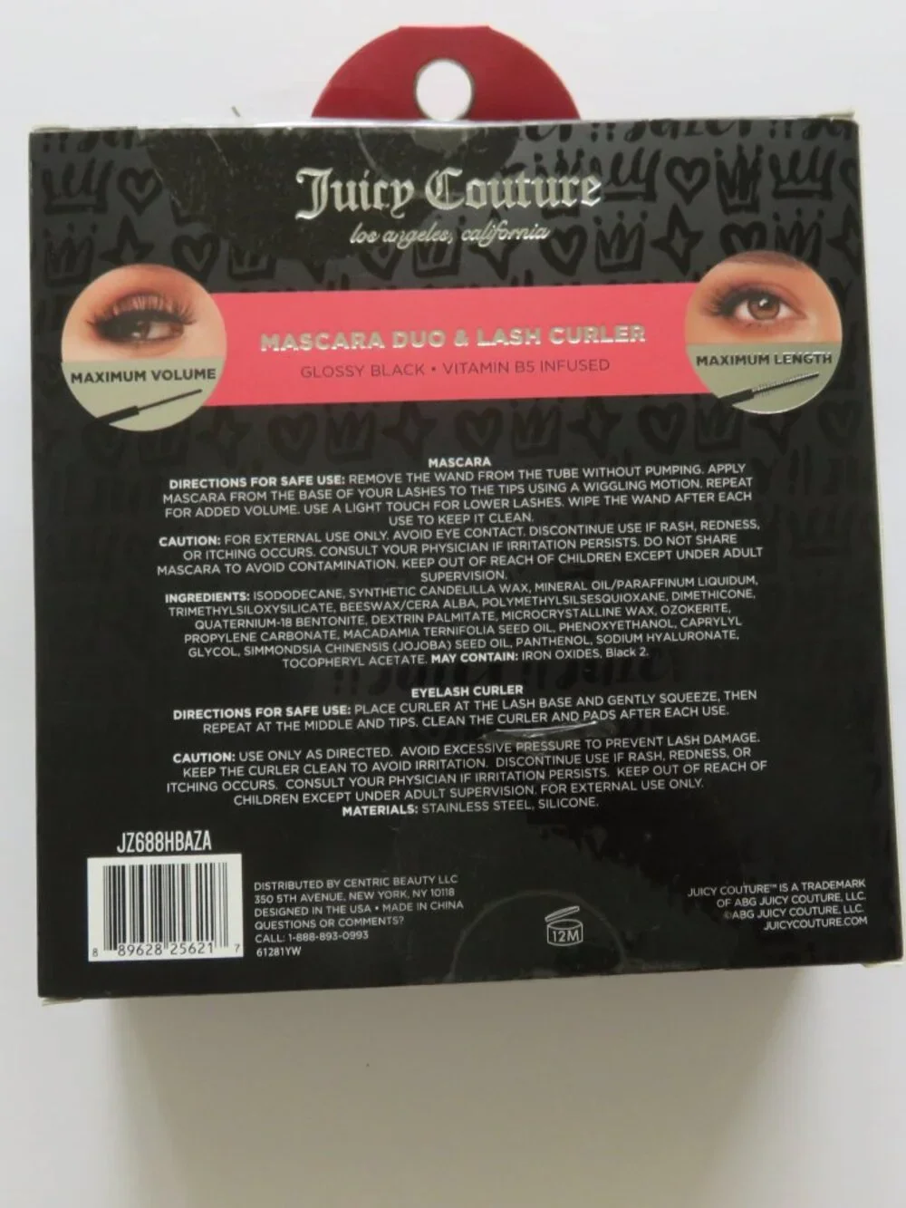 (#143) Juicy Couture Mascara Duo & Lash Curler Set Glossy Black Vitamin B5